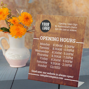 Customizable Logo And Text Business Opening Hours  Pedestal Sign