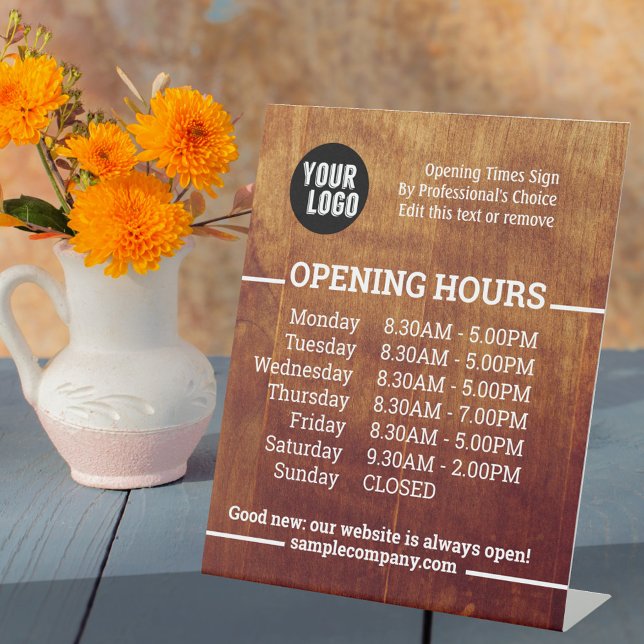 Customizable Logo And Text Business Opening Hours  Pedestal Sign (Creator Uploaded)