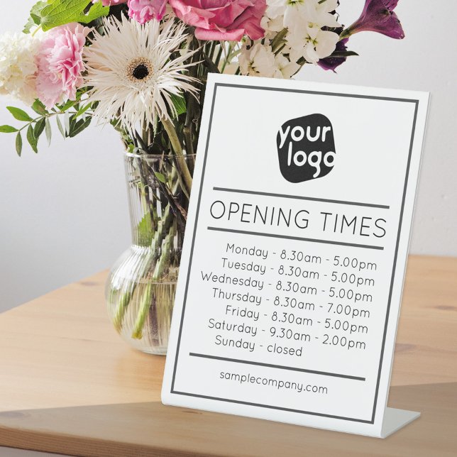 Customizable Logo And Text Business Opening Hours  Pedestal Sign (Creator Uploaded)