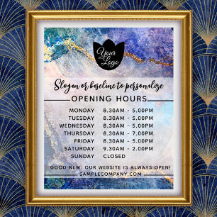Customizable Logo And Text Business Opening Hours Poster