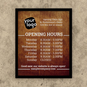 Customizable Logo And Text Business Opening Hours Poster