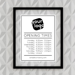 Customizable Logo And Text Business Opening Hours Poster