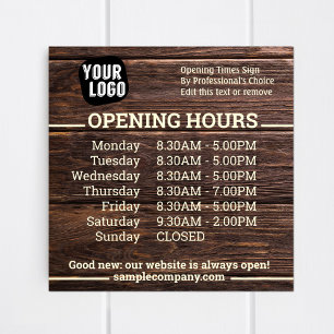 Customizable Logo And Text Business Opening Hours Poster