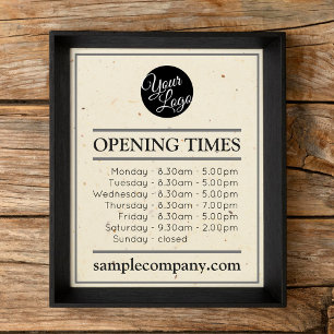  Customizable Logo And Text Business Opening Hours Poster