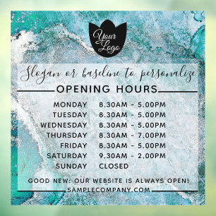  Customizable Logo And Text Business Opening Hours Window Cling