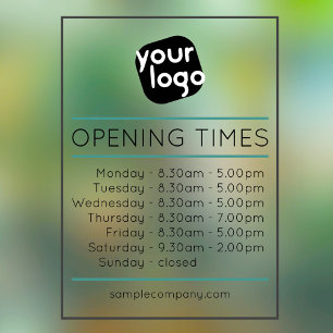 Customizable Logo And Text Business Opening Hours Window Cling