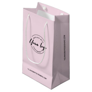 Customizable Logo and website Pink Business Small Gift Bag