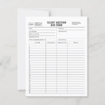 Customizable Logo Silent Auction Bid Form Template
