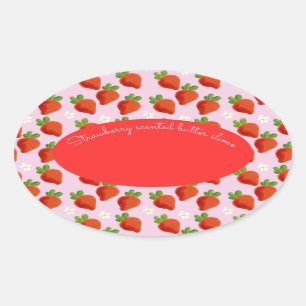 customizable logo strawberry slime  oval sticker