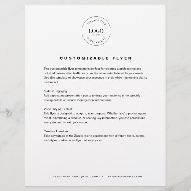 Customizable logo text contact info business flyer (Front)