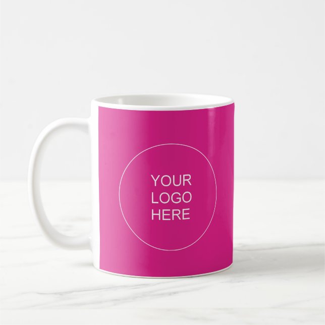 Customizable Logo Text Pink Solid Colour Template Coffee Mug (Left)