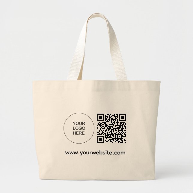 Customizable Logo Website Address Template QR Code Large Tote Bag (Front)