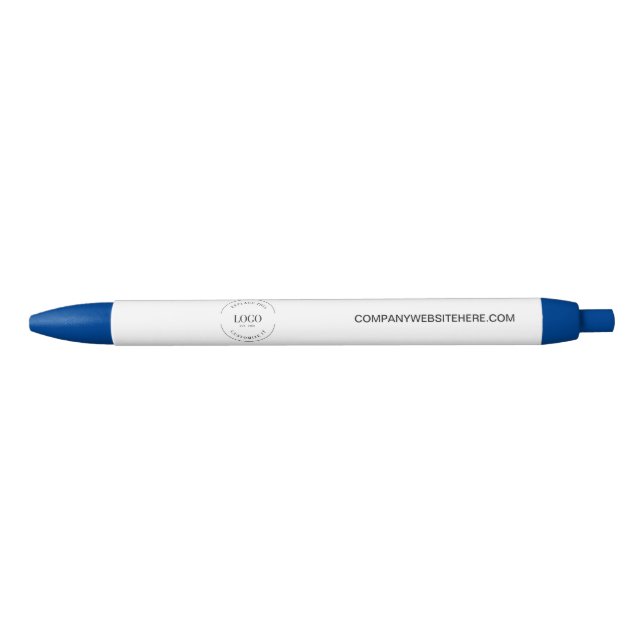 Customizable logo website simple business blue ink pen (Front)