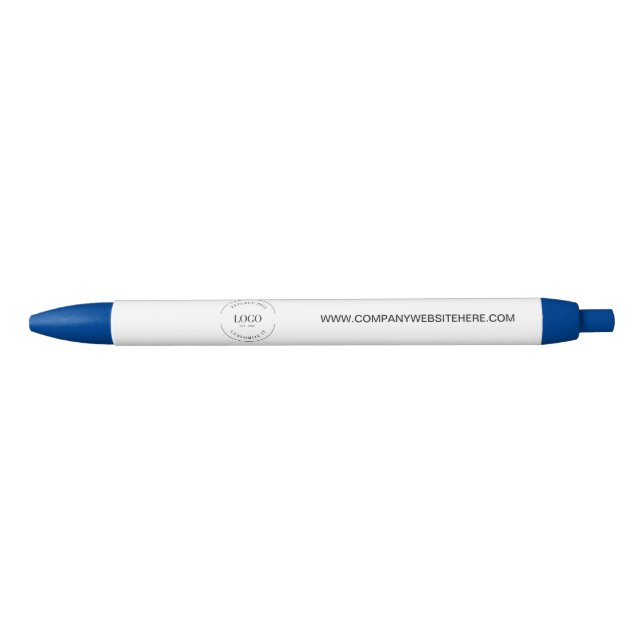 Customizable logo website simple business blue ink pen (Front)