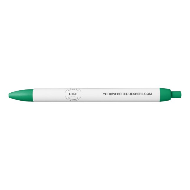 Customizable logo website simple business blue ink pen (Front)