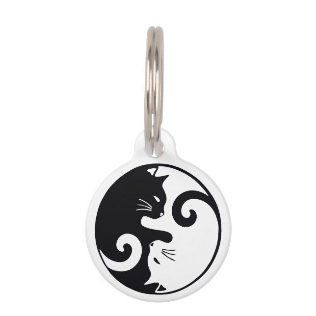 Customizable Love Cats Ying Yang Pet Tag (Front)
