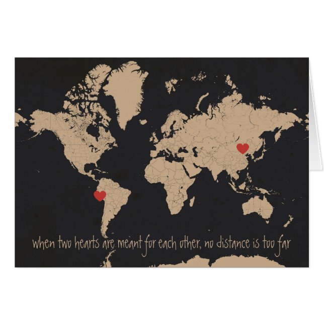 Customizable Love & Distance World Map (Front Horizontal)