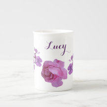 Customizable Lucy name pink rose purple floral fun