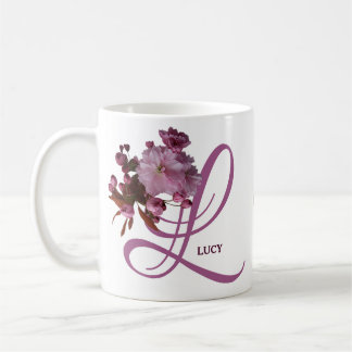 Customizable Lucy name pretty pink cherry blossom Coffee Mug
