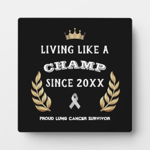 Customizable Lung Cancer Survivor laurel leaves Plaque