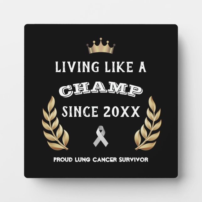 Customizable Lung Cancer Survivor laurel leaves Plaque (Front)