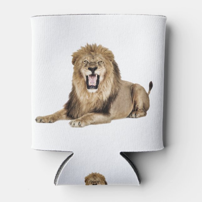 Customizable lying lion can cooler (Front)