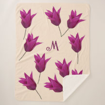 Customizable M monogram pretty pink tulips floral 
