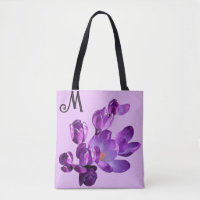 Customizable M monogram purple flowers boho girly