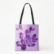 Customizable M monogram purple flowers boho girly