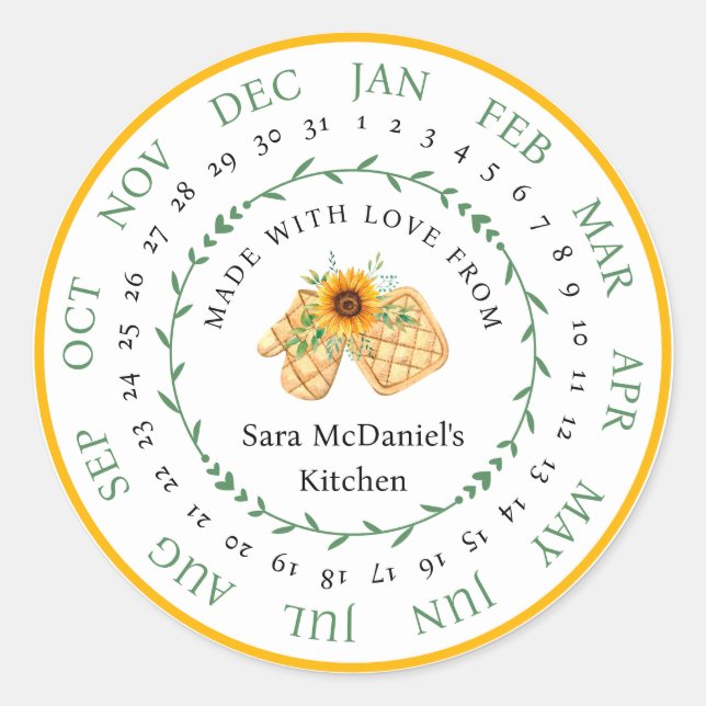 Customizable Made with Love Kitchen Food Sticker (Front)