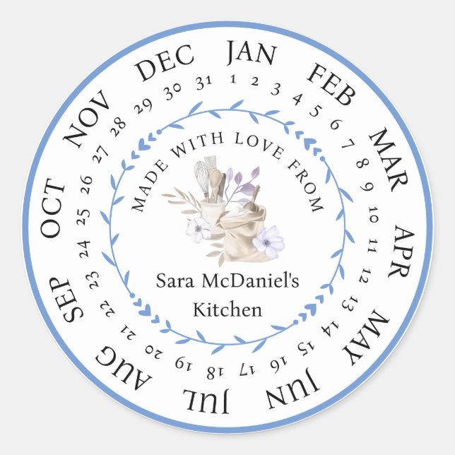 Customizable Made with Love Kitchen Food Sticker (Front)