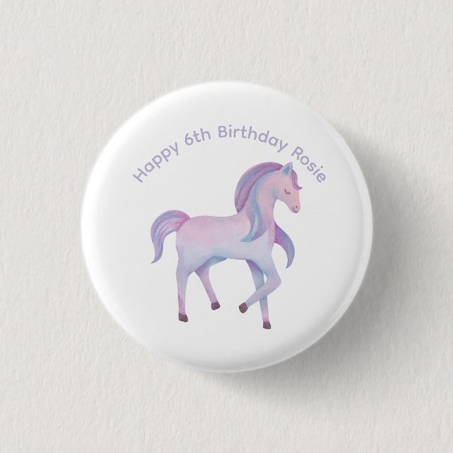 Customizable Magical pastel ombre Pony 1 Inch Round Button (Front)