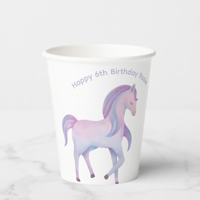 Customizable Magical pastel ombre Pony Paper Cups (Front)
