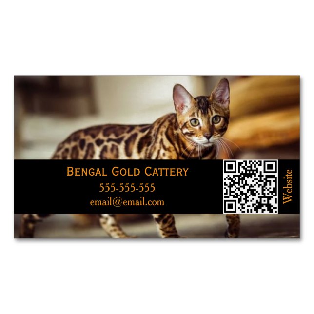 Customizable Magnetic Business Card for Cattery  (Front)
