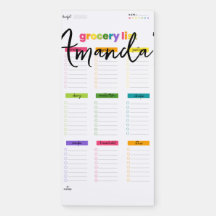 Customizable Magnetic Rainbow Grocery List