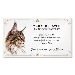 Customizable Maine Coon Cattery  Magnetic Business Card