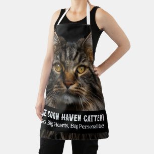 Customizable Maine Coon Haven Cattery Photo & Name Apron