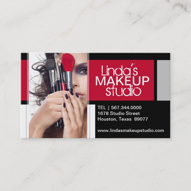 Customizable Makeup Artist Business Card Template (Front)