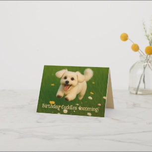 Customizable Maltese Puppy Cuddles Incoming Card