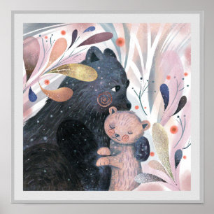 Customizable Mama + Baby Bear Boho Nursery Print