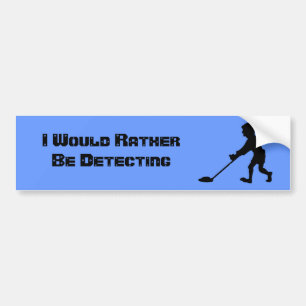 Customizable Man Metal Detecting Silhouette Bumper Sticker