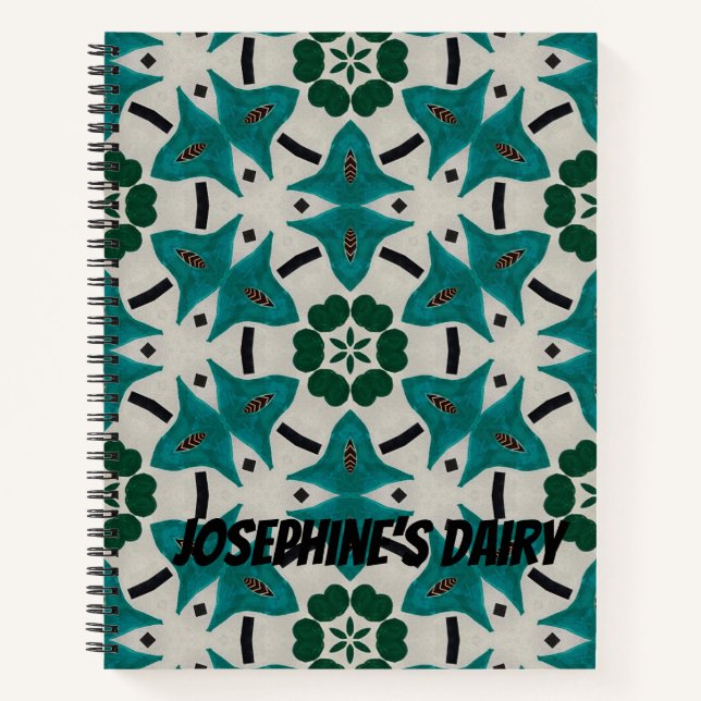 Customizable Mandala Dairy. Geometric Designed  Notebook (Front)