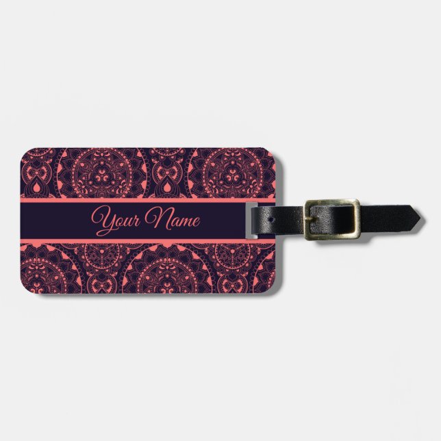 Customizable Mandala Luggage Tag (Front Horizontal)
