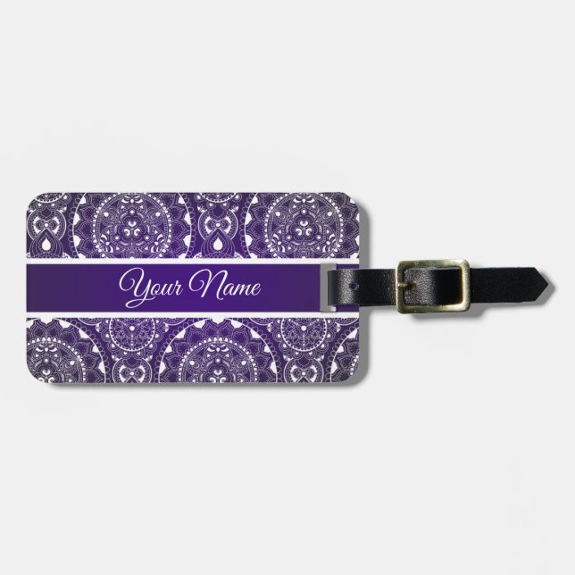 Customizable Mandala Luggage Tag (Front Horizontal)