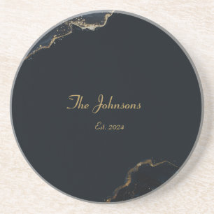 Customizable Marble Pattern, Blue Accent Coaster