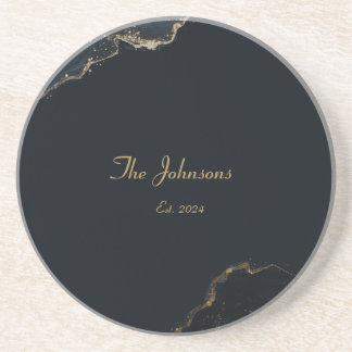 Customizable Marble Pattern, Blue Accent Coaster