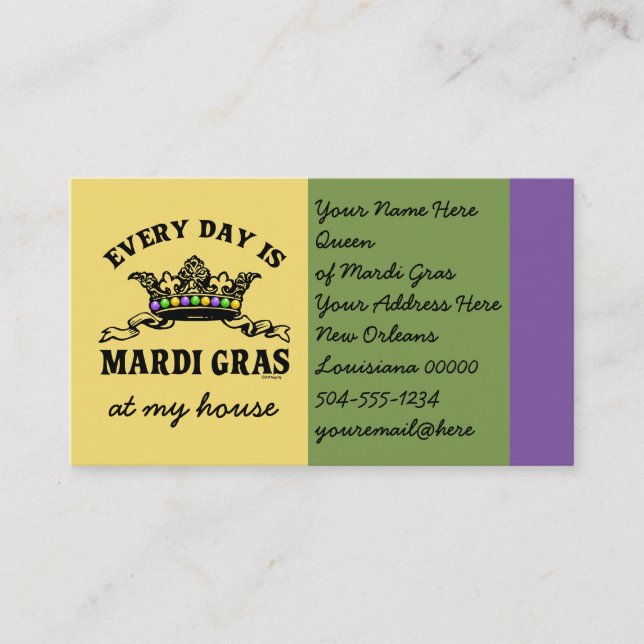 Customizable Mardi Gras Business Card (Front)