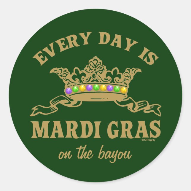 Customizable Mardi Gras Classic Round Sticker (Front)