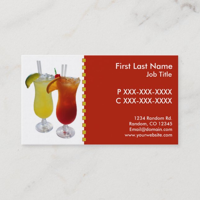Customizable margarita bartender business cards (Front)