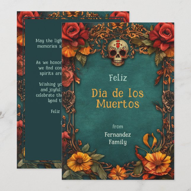 💀Customizable Marigold Frame Dia de Muertos (Front/Back)